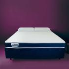 Cama Box com Colchão King Guldi Duplo D28 e 2 Travesseiros Guldi Soft Nasa Branco e Azul