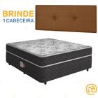 Cama Box Conjugada Casal Ortopédica D26 Unique + Cabeceira Painel Iris Marrom