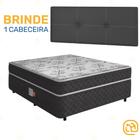 Cama Box Conjugada Casal Ortopédica D28 Unique + Cabeceira Painel Iris Preta