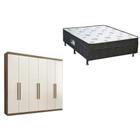 Cama Box Conjugada Casal Union + Guarda Roupa Imaginare 6.4 Castanha/Off White