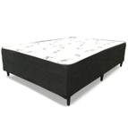 Cama Box Conjugada Ortopédica Casal 138 x 188  Suede Preto - Tampo Branco