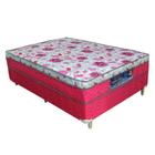 Cama Box Conjugado Casal Mola Bonnel Super Rosa 138X188X53 Ortofirme