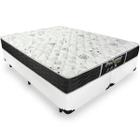 Cama Box King 193 Bipartido Tecido Sintético Branco Com Colchão De Molas - Probel - Sleep Black - Preto - 22x193x203cm