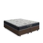 Cama Box King 193 Bipartido Tecido Sintético Marrom Com Colchão De Molas - Probel - Sleep Black - Preto - 22x193x203cm