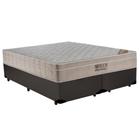 Cama Box King Bipartido Sintético + Colchão Ortobom Airtech Molas Ensacadas 193x203x65