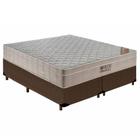 Cama Box King Bipartido Suede + Colchão Ortobom Airtech Molas Ensacadas 193x203x65 Marrom