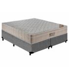 Cama Box King Bipartido Suede + Colchão Ortobom Airtech Molas Ensacadas 193x203x65