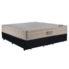 Cama Box King Bipartido Suede + Colchão Ortobom Airtech Molas Ensacadas 65x193x203