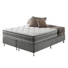 Cama Box King Cinza + Colchão Ortopédico Espuma D33 Dupla Face Missouri 193x203x67cm