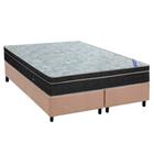 Cama Box King: Colchão Molas Bonnel Ortobom Nanolastic Light Selado + Base CRC Suede Bege(186x198)