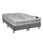 Cama Box King: Colchão Molas Castor Pocket Super Luxo Látex SLX DF + Base CRC Suede Cinza(193x203)