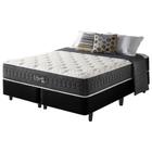 Cama Box King Preto + Colchão Molas Ensacadas HiperSoft Seattle 193x203x69cm