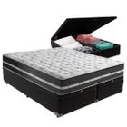 Cama Box King Preto com Base Baú Preto Classic Anjos