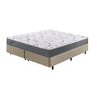 Cama Box King Reforçado 193x203x38cm e Colchão Adapto Molas Ensacadas Bege