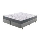 Cama Box King Reforçado 193x203x38cm e Colchão Adapto Molas Ensacadas Cinza