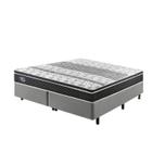 Cama Box King Reforçado 193x203x38cm e Colchão Gransleep Molas Verticoil Cinza