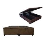 Cama Box King Size com Baú Bipartido Suede Marrom, Blindado RC