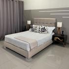 Cama Box Luxo Com Cabeceira Berlim Linho Bege RBL Casal 1,40 X 1,90