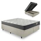 Cama Box Queen Baú Areia com Colchão Adapto Molas ensacadas