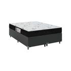 Cama Box Queen Bipartido + Colchão D33 One Face - 56x158x198cm - Couro Preto