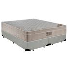 Cama Box Queen Bipartido Sintético + Colchão Ortobom Airtech Molas Ensacadas 158x198x65 Branco