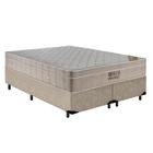 Cama Box Queen Bipartido Suede + Colchão Ortobom Airtech Molas Ensacadas 65x158x198 Bege