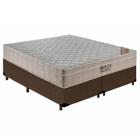 Cama Box Queen Bipartido Suede + Colchão Ortobom Airtech Molas Ensacadas 65x158x198 Marrom