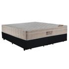 Cama Box Queen Bipartido Suede + Colchão Ortobom Airtech Molas Ensacadas 65x158x198 Preto