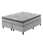 Cama Box Queen Cinza + Colchão Ortopedico Espuma D33 Pillow Top Hanover One 158x198x59cm