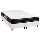 Cama Box Queen: Colchão Espuma Castor D33 Black e White + Base CRC Courano White(158x198)