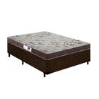 Cama Box Queen Colchão Espuma D33 Bordado + Box Suede Marrom Serra Negra 56x158x198