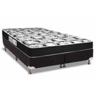 Cama Box Queen: Colchão Espuma D33 Luckspuma Supreme Black Pró Saúde Duplo + Base CRC Suede Black(158x198)