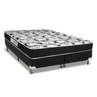 Cama Box Queen: Colchão Espuma Luckspuma D45 Gran Luck Black Pró Saúde + Base CRC Suede Black(158x198)