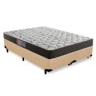 Cama Box Queen Colchão Mola Ensacada Belos Sonhos + Box Sintético 67x158x198 Bege