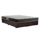 Cama Box Queen Colchão Mola Ensacada Belos Sonhos + Box Sintético 69x158x198 Cinza