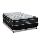 Cama Box Queen: Colchão Molas Bonnel Ortobom Nanolastic Exclusive Pilow + Base Suede Black(158x198)