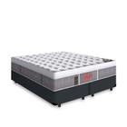 Cama Box Queen Preta + Colchão de Molas Ensacadas - Castor - Super Luxo Plush Light 158cm