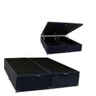 Cama Box Queen Size com Baú Bipartido Suede Preto, Blindado RC