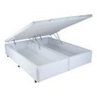 Cama Box Queen Size com Baú Mega Colchões material sintético Branco com Pistão - 158x198