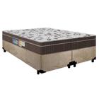 Cama Box Queen Suede Bipartido + Colchão Espuma Orthoface Polar Bege 158x198x65cm - Suporta Até 120kg Por Pessoa