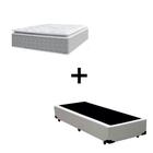 Cama Box Solteiro 88 Sintetico Branco com Colchão Nazar Molas Ensacadas com Pillow Top - Bello Box - Conforto (Espuma da Nasa) Viscoeslástico D33 Cinza