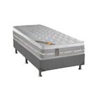 Cama Box Solteiro: Colchão Molas Castor Pocket Premium Gel + Base CRC Suede Gray(88x188)