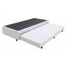 Cama Box Solteiro com Auxiliar Espuma Sintético Branco 50x88x188