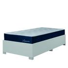 Cama Box Solteiro Desmontável Com Colchão Molas Ensacadas Lamore 88x188x32cm Azul Veludo/Malha Branco Hellen - Suporta até 110kg por Pessoa