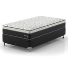 Cama Box Solteiro King Amarilis com Colchão D33 Preta e Branca - Modern