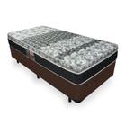 Cama Box Solteiro King Marrom + Colchão De Molas - Castor - Class Tecnopedic One Face 96x203x60cm