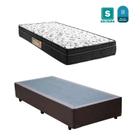 Cama box solteiro marrom + colchão mola bonnel