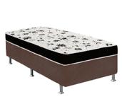 Cama Box Solteiro Suede Marrom + Colchão Solteiro Suede Preto Orto Molas Bonnel 88x188x55