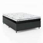 Cama Box Viúva 128 Sintético Preto com Colchão Espuma D33 One Face 57X128X188