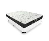 Cama Box Viúva 128 Tecido Sintético Branco com Colchão de Molas Sleep Black - Probel - 62x128x188cm